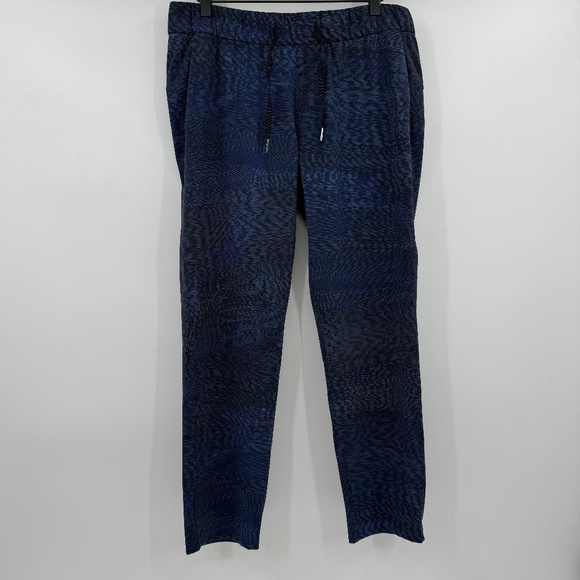 Lululemon Pants Women 10 Blue 7/8Length Pull On Elastic Drawstring Waist Stretch - Picture 1 of 12